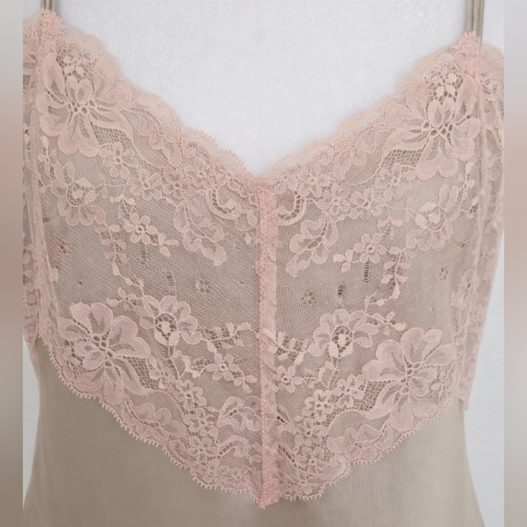 GAP Body 100% Silk Lace Cami | Blush Nude Y2K Coquette Slip Top M - Picture 3 of 7